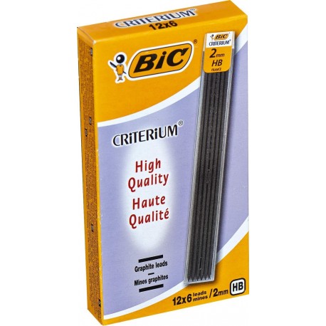 BIC Criterium - Caja de 6 minas HB de 2 mm compatible con BIC Atlantis, BIC Velocity y BIC Re-Action Ecolutions