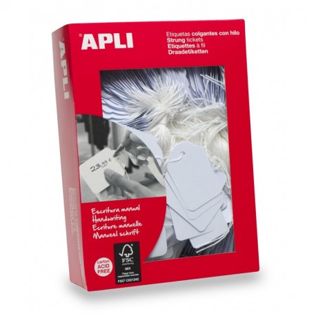 APLI 391 - Pack de 500 etiquetas colgantes, 28 x 43 mm, color blanco