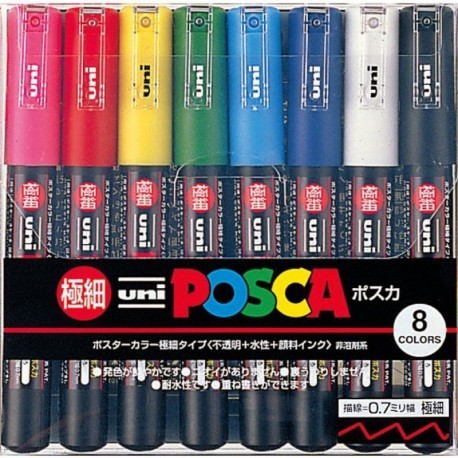 Uni-posca PC-1M Paint Marker Pen - Extra Fine Point - Set of 8 japan import 