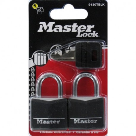 Master Lock 9130EURTBLK Lote de Candados para Taquillas, Baúles, Armarios, Negro, 30 mm, Set de 2 Piezas