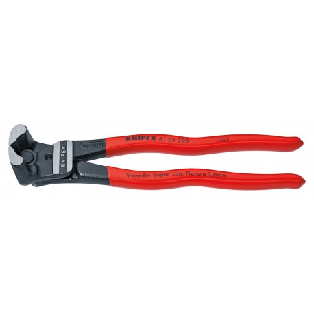 KNIPEX 61 01 200 Pinzas de corte frontal para pernos gran efecto palanca negro atramentado recubiertos de plástico 200 mm