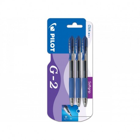 Pilot G2 - Bolígrafo roller retractable tinta de gel, 3 unidades , color azul