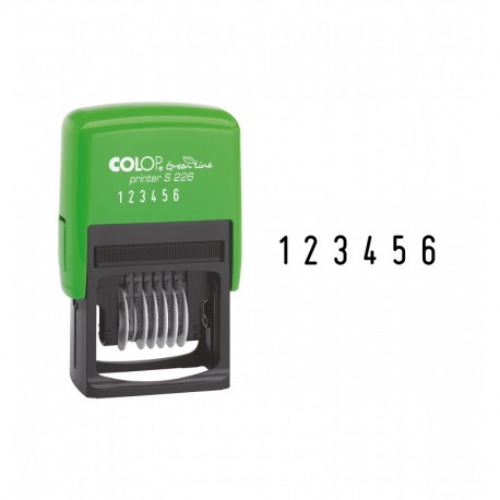 Colop S226 Green Line - Sello numerador tinta integrada, 6 franjas, 22 x 4 mm , color negro