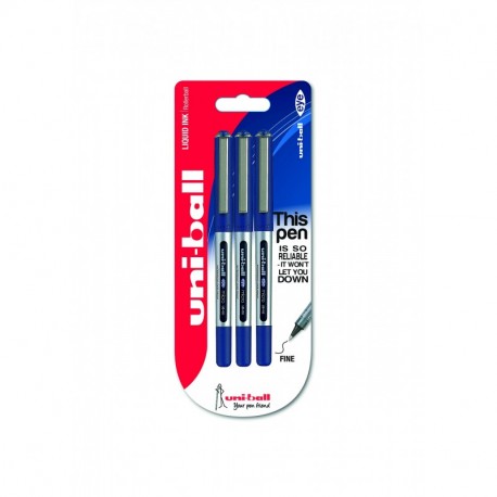 Uni-Ball UB-150 Eye Micro - Pack de 3 bolígrafos, 0.5 mm, color azul