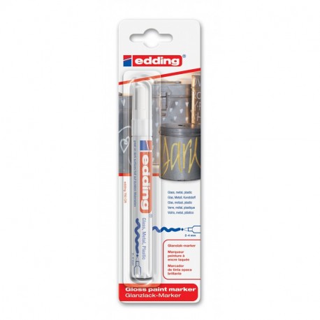 Edding 750/1-49 - Blíster con 1 rotulador permanente tinta opaca, color blanco