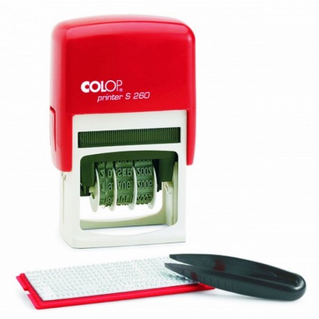 Colop Printer S260 D-I-Y - Sello fechador con texto personalizable tinta integrada, texto de 2 líneas, 45 x 24 mm, tinta roj