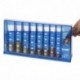 HMF - Clasificador de monedas 240 x 50 x 120 mm, con organizador de monedas horizontal , color azul