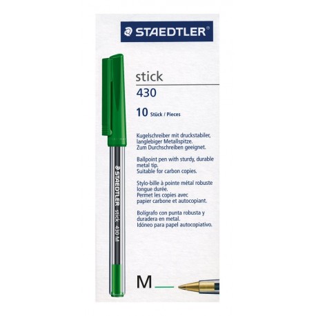 Staedtler Stick 430 M-2 - Bolígrafo 10 unidades , color verde