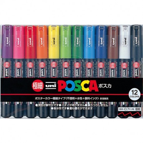 Uni-posca PC-1M Paint Marker Pen - Extra Fine Point - Set of 12 japan import 
