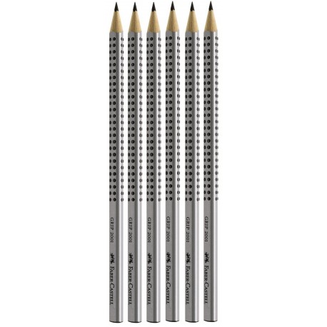 Faber Castell 2001 - Set de 6 lápices dureza HB, con agarre ergonómico 