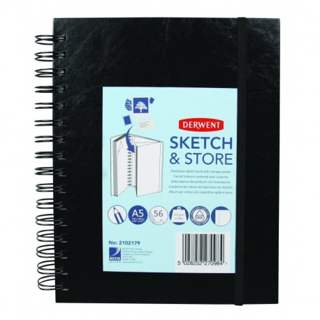 Derwent - Cuaderno de dibujo A3 horizontal, 165 g/m², 56 hojas A5 vertical 