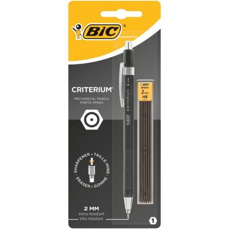 Bic Criteriums - Portaminas con tapón afilador y 6 minas, colores surtido, 1 unidad