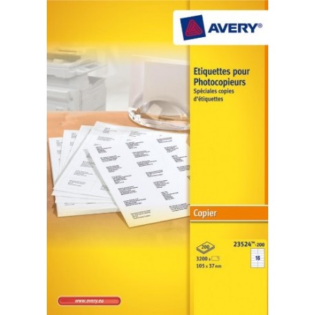 Avery Laser Labels, White 105 x 37,3 3200pieza s - Etiqueta autoadhesiva White 105 x 37,3, 105 x 37.3, 3200 pieza s 