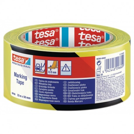 Tesa - Cinta adhesiva de seguridad 50 mm x 33 m , color negro y amarillo