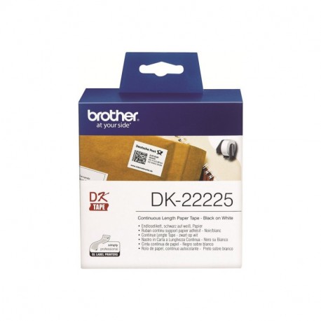 Brother DK22225 - Cinta continua de papel, etiqueta blanca y escritura negra