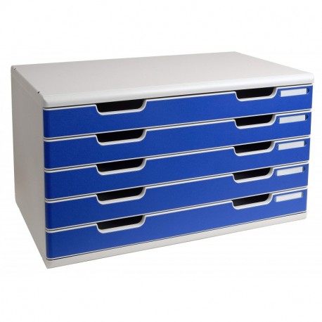 Exacompta Modula Classic 322003D - Cajonera tamaño A3, 5 cajones , color azul y gris