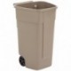 Rubbermaid R002218 - Cubo de basura móvil, capacidad de 100 l, beige