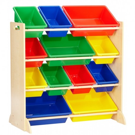 KidKraft 16774 Estantería infantil Sort It and Store It con 12 contenedores para almacenaje, muebles para salas de juego y do
