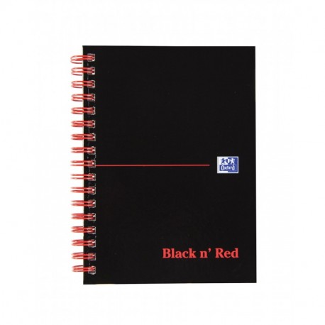 Oxford Black n Red - Cuaderno de espiral doble rayas, 140 páginas, A6 , color rojo y negro