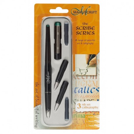 Manuscript Scribe - Set de caligrafía para zurdos, incluye bolígrafo y pluma estilográfica