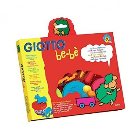 GIOTTO be-bè 462900 - Set súper pasta para jugar, con 6 moldes con formas de animales, 2 accesorios para modelar y 3 botes de