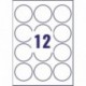 Avery España L7630-25 - Pack de 25 folios de etiquetas redondas, diámetro 63.5 mm, color blanco