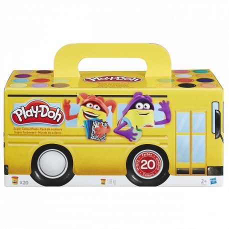 Play-Doh - Pack super color, 20 botes Hasbro A7924EU6 , Modelos/colores Surtidos, 1 Unidad