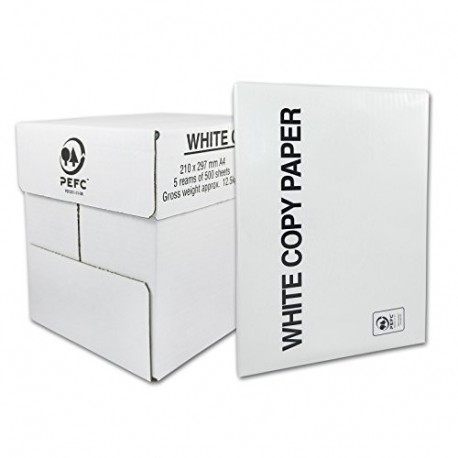 High White 80 - Folios de papel para fotocopiar o imprimir 2500 folios, 5 paquetes de 500 folios, inyección de tinta o rayo 