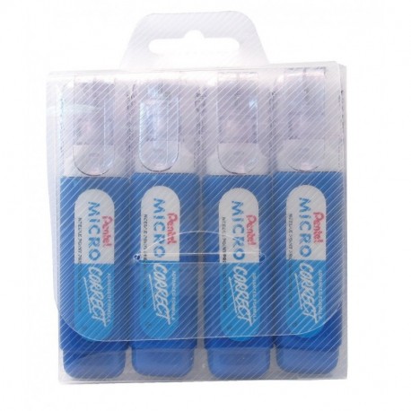 Pentel Micro Correct 12 ml Correction Pen - Wallet of 4