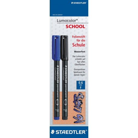 Staedtler Lumo, color 318ASBK2D - Rotulador permanente para transparencias trazo de 0,6 mm , color azul y negro