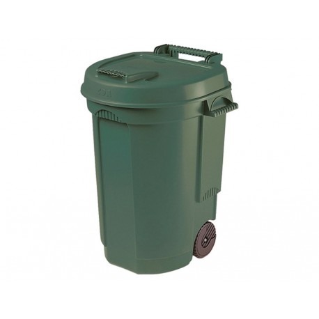 EDA 010633 010633-Cubo Basura con Ruedas, 110 l, Color, Verde, 76x50x50 cm