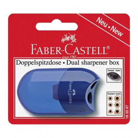 Faber-Castell 183597 – Sacapuntas doble , varios colores en rojo y azul – No es posible seleccionar el color de