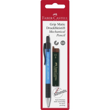 Faber-Castell Grip 05 - Blíster portaminas + minas - Faber Castell Portaminas Grip Matic 0.5 + Minas B