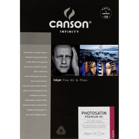 Canson PhotoSatin Premium RC - Papel fotográfico A4, 25 unidades , extra blanco