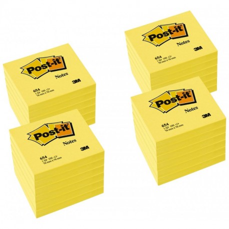 3M - Post-It® Pack Promocional 24 Blocs Notas 654 Amarillo 76X76 12 + 12 Gratis 