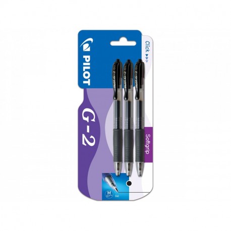 Pilot G2 - Bolígrafo roller retractable tinta de gel, 3 unidades , color negro