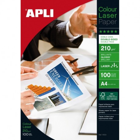 APLI 11833 - Papel Gloss, Color blanco, 210g, 210 297 