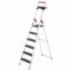 Hailo XXR 225 - Escalera doméstica de aluminio extra resistente, peldaños extra anchos, estribo de sujeción extensible, y ban