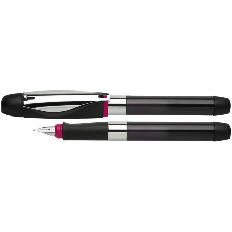 Schneider iD 169308 - Pluma estilográfica para zurdos, color negro y morado