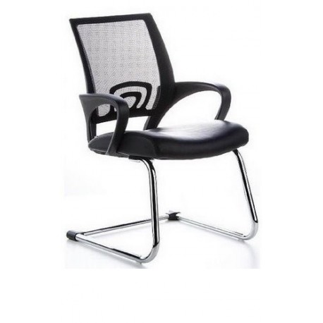 hjh OFFICE 650400 Silla de Confidente VISTO NET V en malla negro cromado