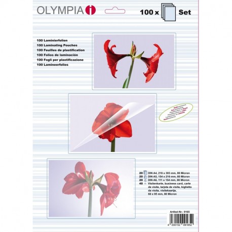 Olympia - Juego des fundas para plastificar, 100 unidades varias
