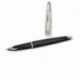 Waterman S0909930-Carène pluma estilográfica, negro y plomizo contemporáneos con adornos plateados,M