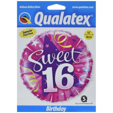 Sweet 16 Shining Star 18 Round Balloon - Foil