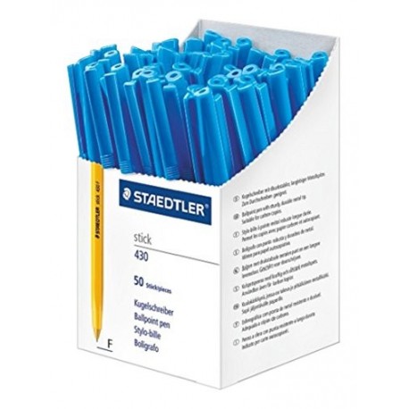 Staedtler Stick 430 F-3CP5 - Bolígrafo de punta fina 50 unidades , color azul