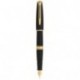 Waterman Charleston pluma estilográfica de color negro con adornos dorados, con estuche