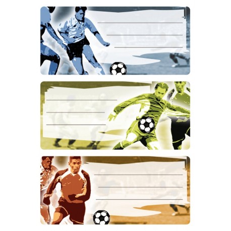 HERMA 5598 Nombre de cuaderno etiquetas para la Escuela, diseño de fútbol, formato 7,6 x 3,5 cm, contenido por paquete: 9 eti