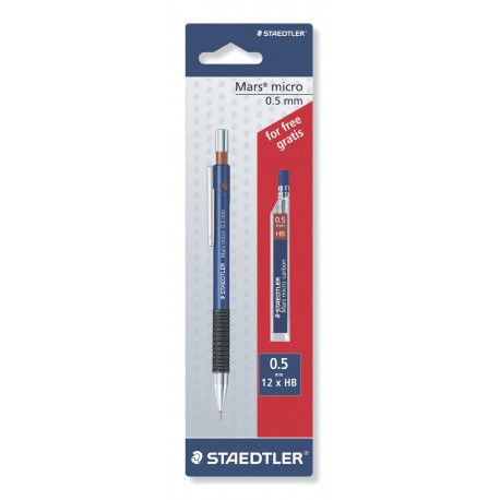 Staedtler Mars Micro - Portaminas incluye tubo de minas 0.5 mm HB , color azul