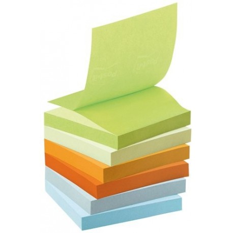 Post-it Recycled Z-Notes Pastel Rainbow Tower - Taco de Z-Notes de papel reciclado 6 x 100 unidades, 76 x 76 mm , multicolor