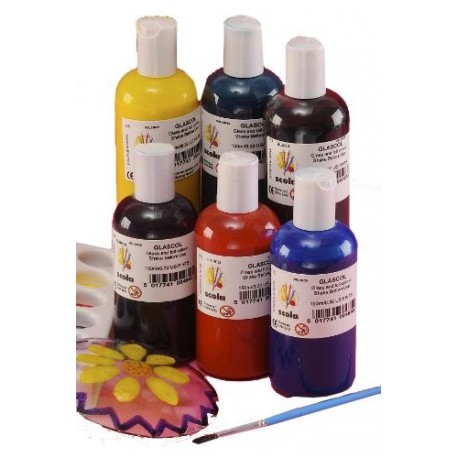 Scola GSL150/6/A - Tarros de pintura para cristal 6 x 150 ml 