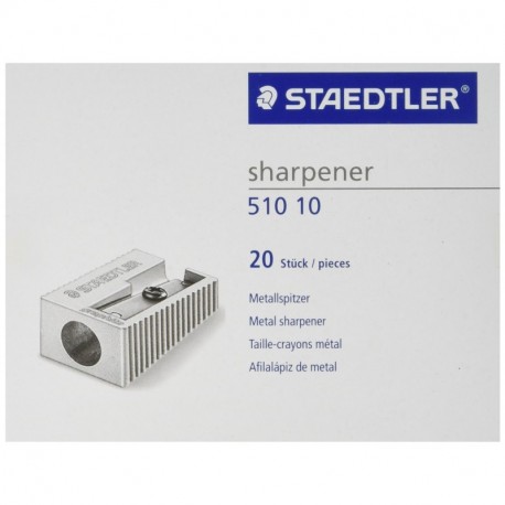 Staedtler 510 10. Afilalápiz de acero inoxidable. Caja con 20 sacapuntas de metal.